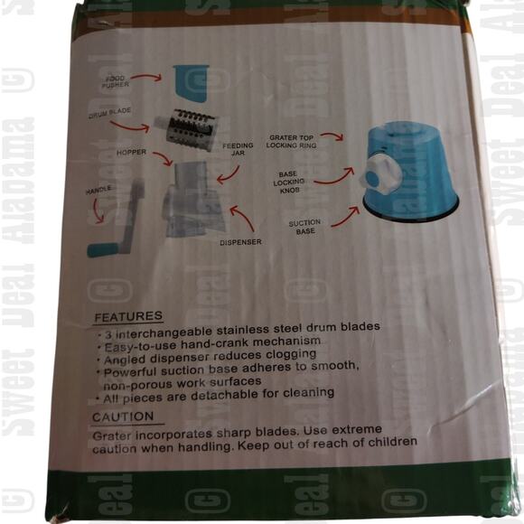 Manual Rotary Cheese Grater, Speed Round Tumbling Box Shredder, Vegetable Slicer - Picture 4 of 6